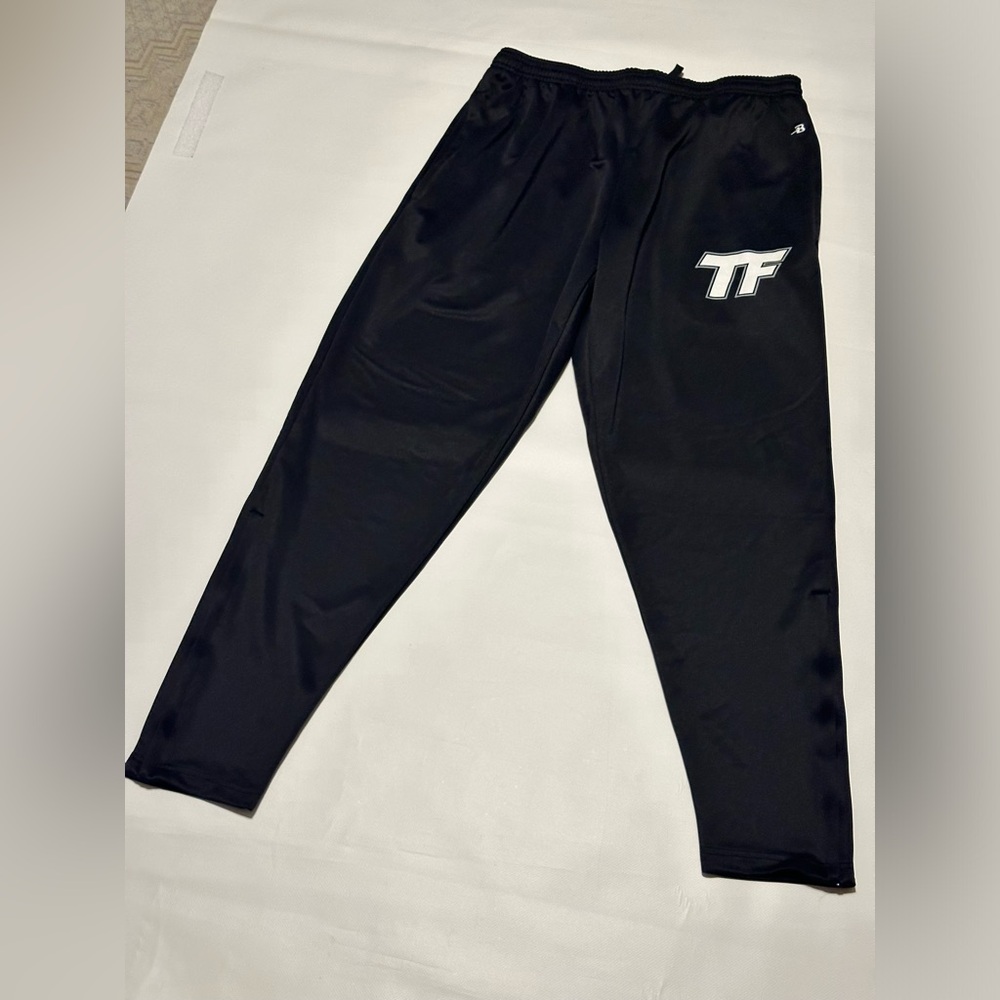 BADGER SPORT MENS BLACK JOGGERS SIZE XL WITH LEG ZIPPER IN EXCELLENT CONDITION
